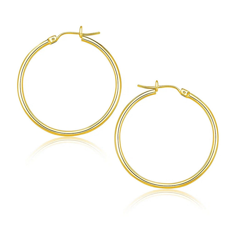 14k Yellow Gold Polished Hoop Earrings (25 mm)