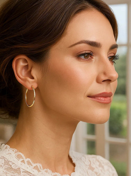 14k Yellow Gold Polished Hoop Earrings (25 mm)