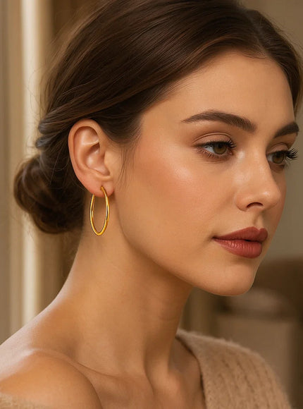 14k Yellow Gold Polished Hoop Earrings (25 mm)