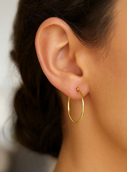 14k Yellow Gold Polished Hoop Earrings (25 mm)