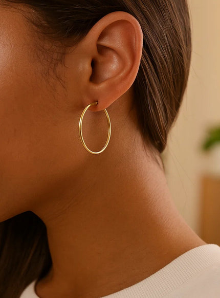 14k Yellow Gold Polished Hoop Earrings (25 mm)