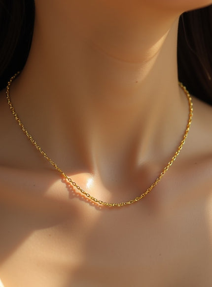 14k Yellow Gold Diamond Cut Cable Link Chain 0.8mm