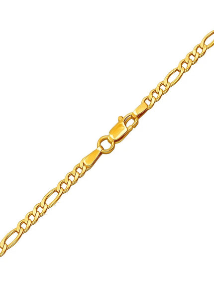 2.8mm 14k Yellow Gold Solid Figaro Bracelet