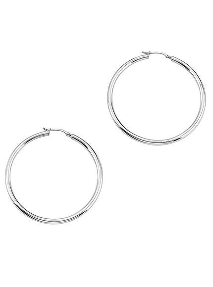 14k White Gold Polished Hoop Earrings (30mm)