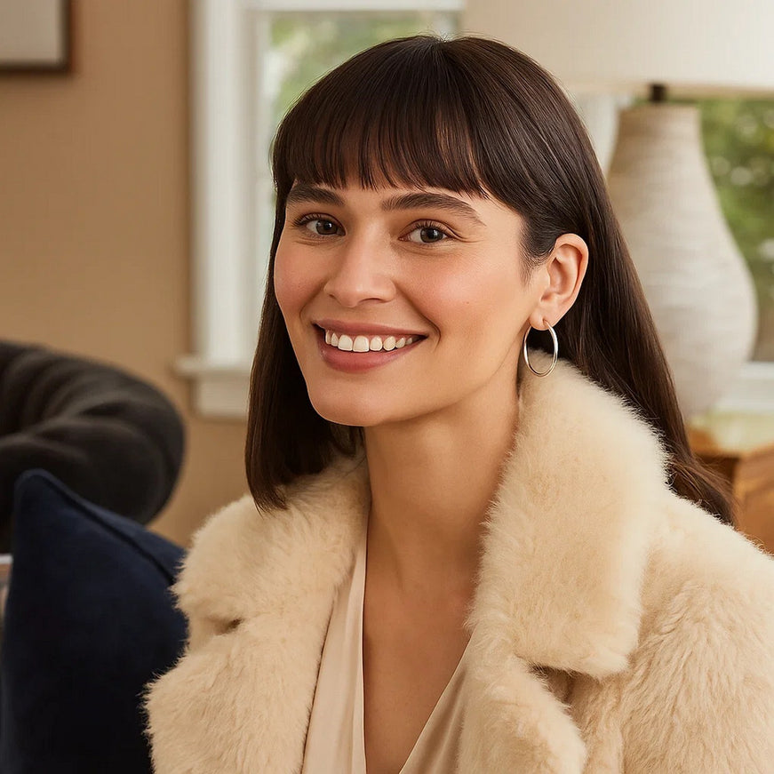 14k White Gold Polished Hoop Earrings (30mm)