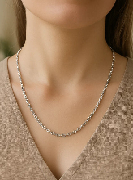 3.1mm 14k White Gold Diamond Cut Cable Link Chain