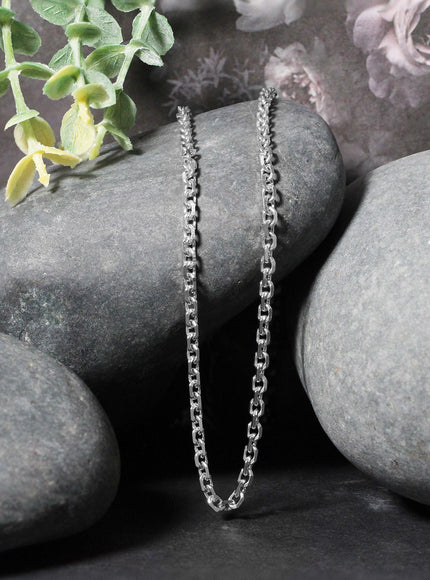 3.1mm 14k White Gold Diamond Cut Cable Link Chain
