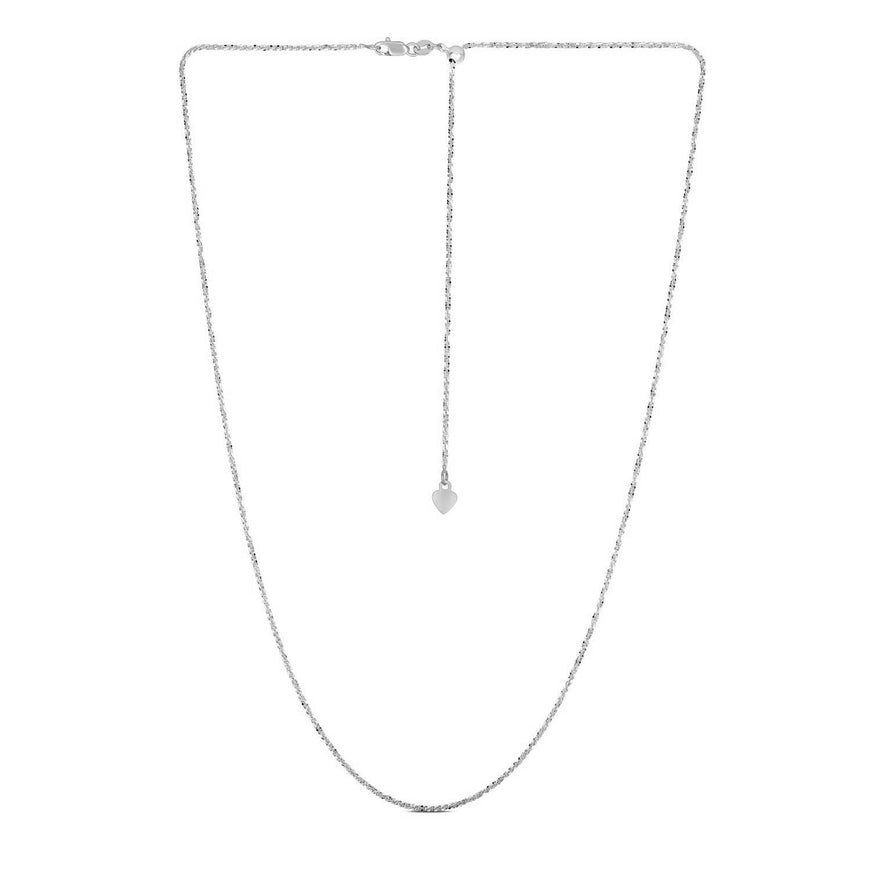 14k White Gold Adjustable Sparkle Chain 1.5mm
