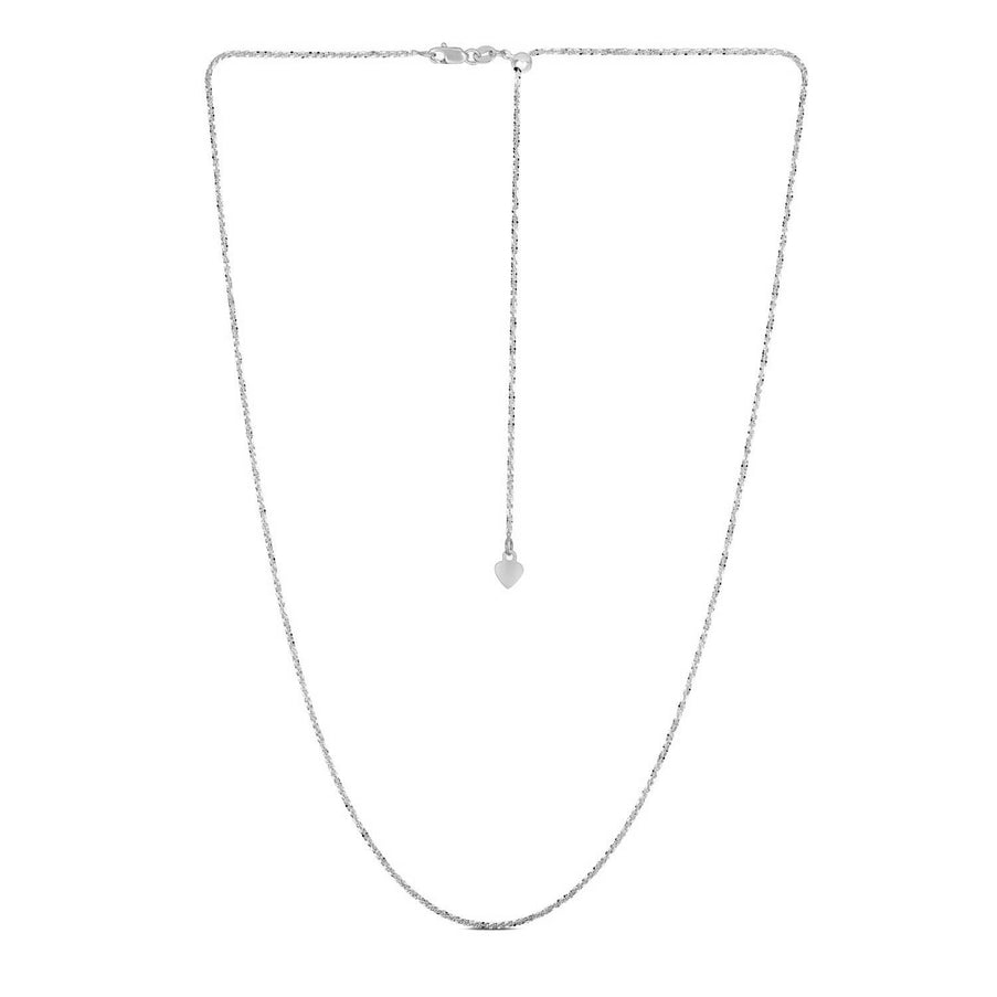 14k White Gold Adjustable Sparkle Chain 1.5mm