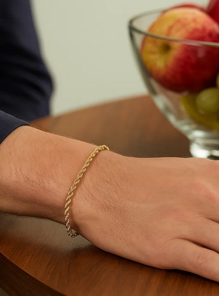 3.0mm 14k Yellow Gold Solid Rope Bracelet