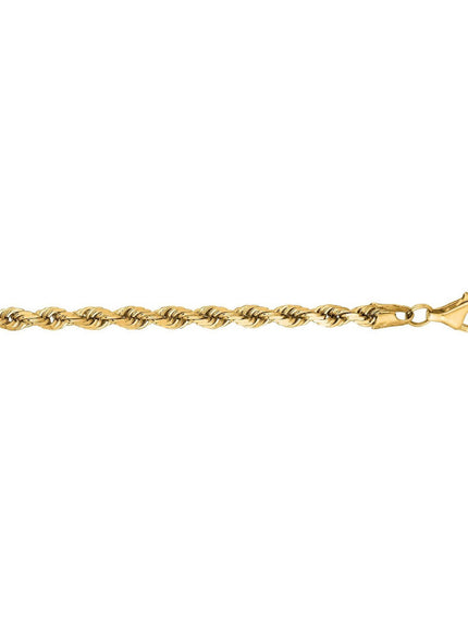 4.0mm 14k Yellow Gold Solid Diamond Cut Rope Bracelet