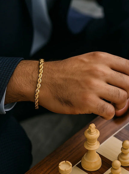 4.0mm 14k Yellow Gold Solid Diamond Cut Rope Bracelet