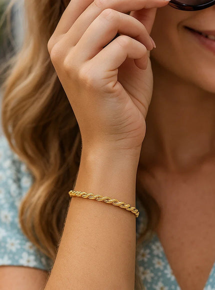 4.0mm 14k Yellow Gold Solid Diamond Cut Rope Bracelet