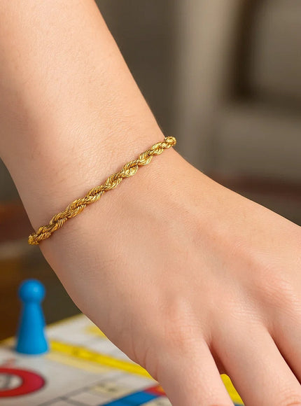 4.0mm 14k Yellow Gold Solid Diamond Cut Rope Bracelet