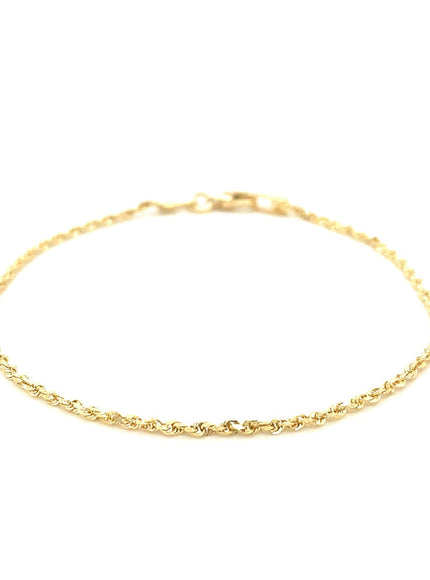 14k Yellow Gold Solid Diamond Cut Rope Bracelet 1.5mm