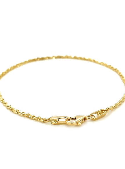 14k Yellow Gold Solid Diamond Cut Rope Bracelet 1.5mm