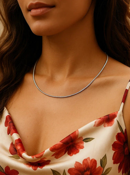 14k White Gold Necklace in a Round Omega Chain Style