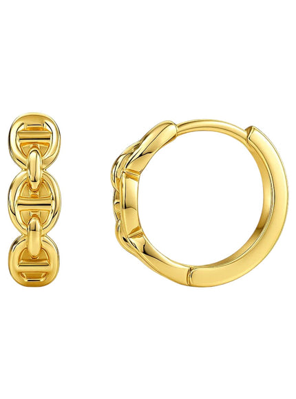 14k Yellow Gold Oval Mariner Huggies