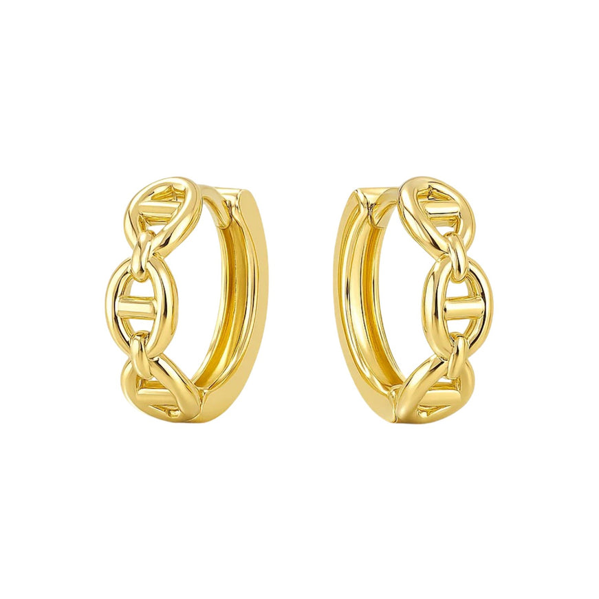 14k Yellow Gold Oval Mariner Huggies