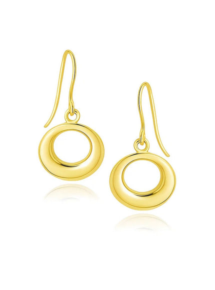 14k Yellow Gold Open Circle Dangle Earrings