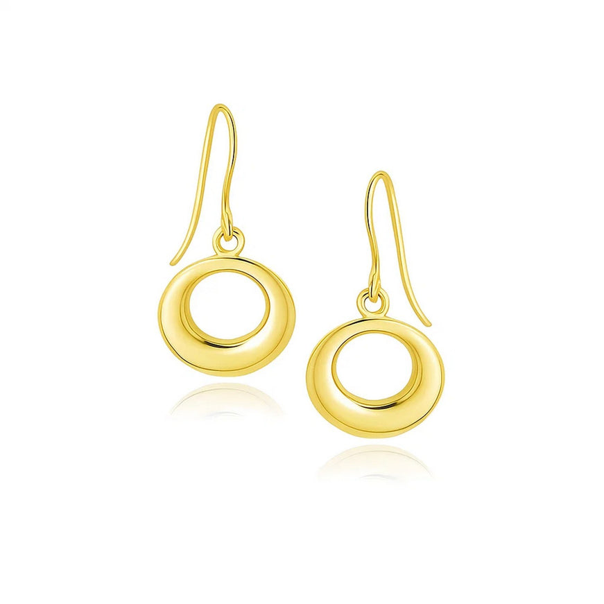 14k Yellow Gold Open Circle Dangle Earrings