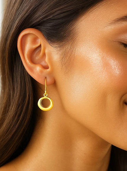 14k Yellow Gold Open Circle Dangle Earrings