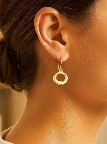 14k Yellow Gold Open Circle Dangle Earrings