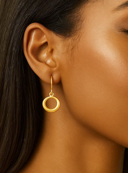 14k Yellow Gold Open Circle Dangle Earrings