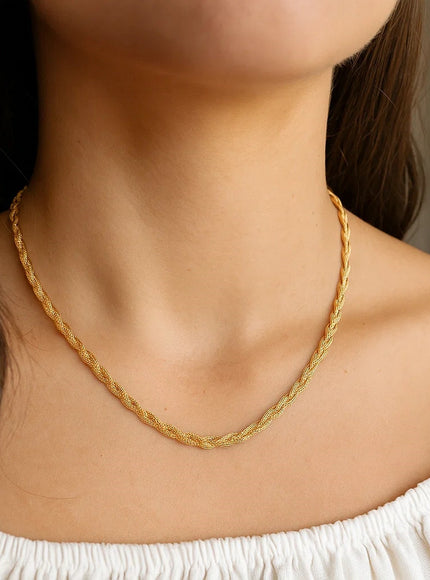 3.5mm 14k Yellow Gold Braided Chain
