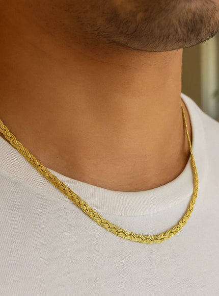 3.5mm 14k Yellow Gold Braided Chain