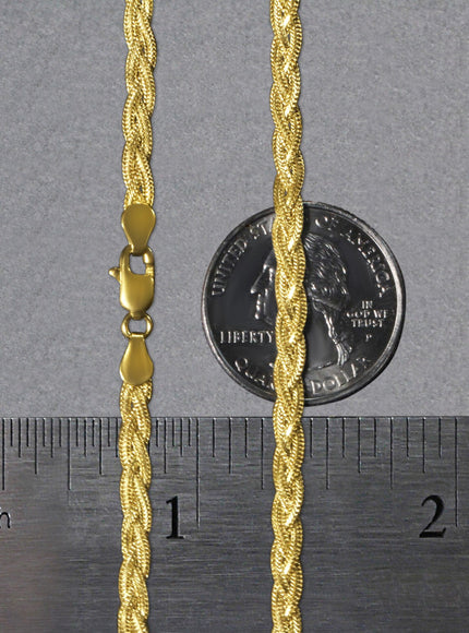 3.5mm 14k Yellow Gold Braided Chain