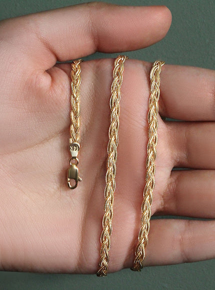 3.5mm 14k Yellow Gold Braided Chain