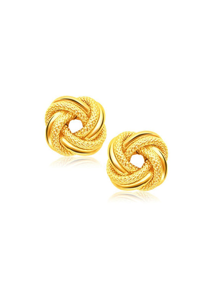 14k Yellow Gold Intertwined Love Knot Stud Earrings