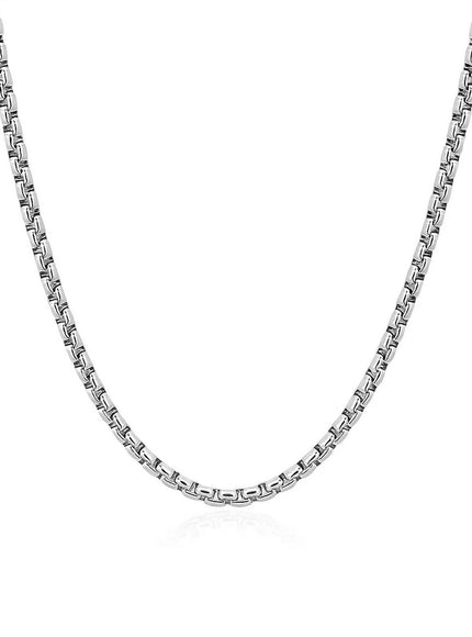 2.4mm 14k White Gold Round Box Chain