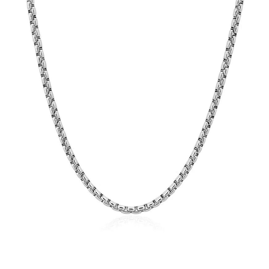 2.4mm 14k White Gold Round Box Chain