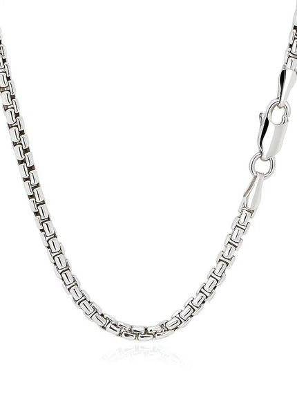 2.4mm 14k White Gold Round Box Chain