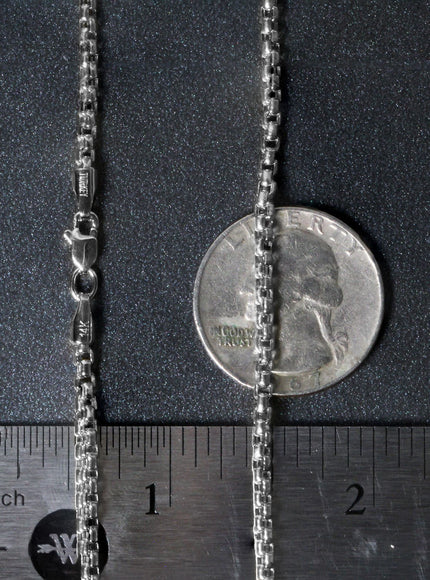 2.4mm 14k White Gold Round Box Chain