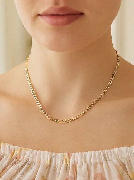 2.8mm 14k Yellow Gold Solid Figaro Chain