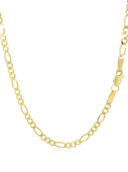 2.8mm 14k Yellow Gold Solid Figaro Chain