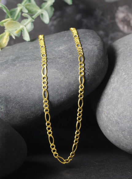 2.8mm 14k Yellow Gold Solid Figaro Chain