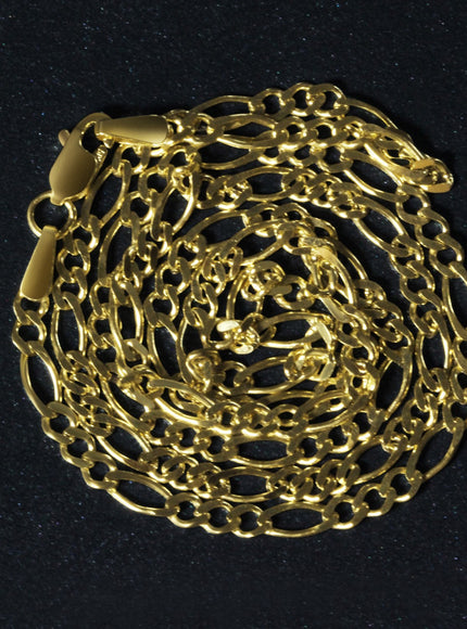 2.8mm 14k Yellow Gold Solid Figaro Chain