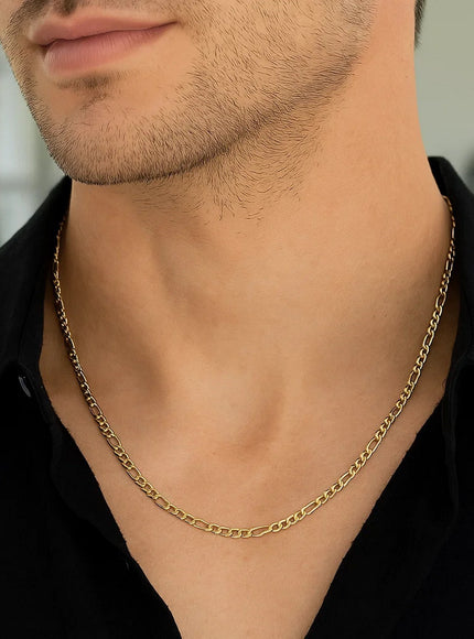 2.8mm 14k Yellow Gold Solid Figaro Chain