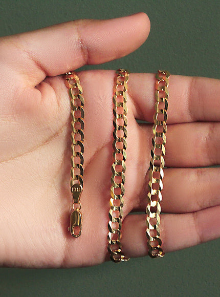 5.7mm 10k Yellow Gold Curb Chain