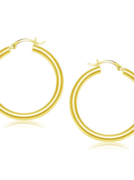 14k Yellow Gold Polished Hoop Earrings (40 mm) - Ellie Belle