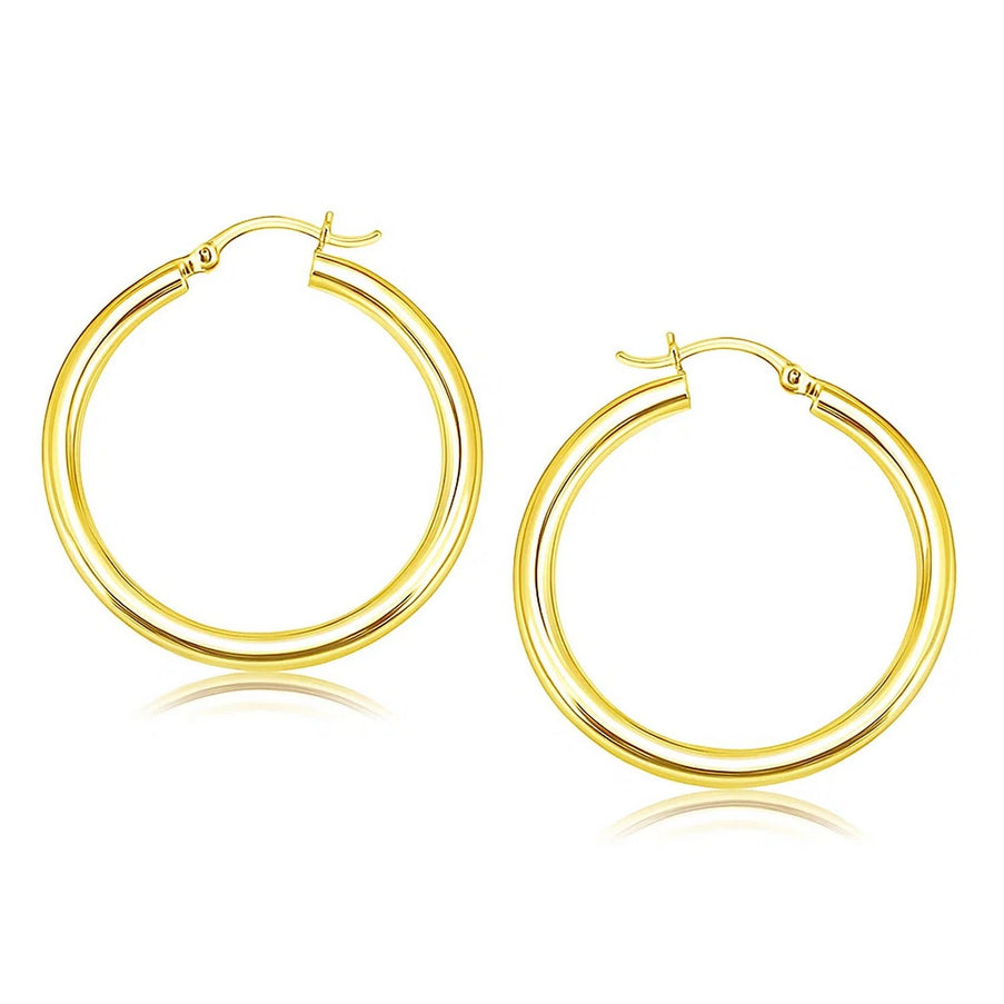14k Yellow Gold Polished Hoop Earrings (40 mm)