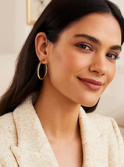 14k Yellow Gold Polished Hoop Earrings (40 mm)