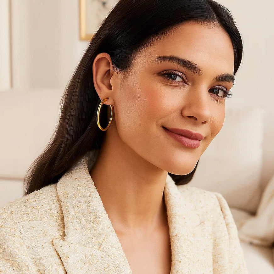 14k Yellow Gold Polished Hoop Earrings (40 mm)