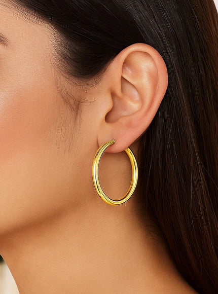 14k Yellow Gold Polished Hoop Earrings (40 mm)