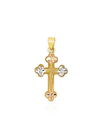 14k Tri Color Gold Cross Pendant