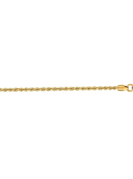 2.0mm 14k Yellow Gold Solid Rope Chain